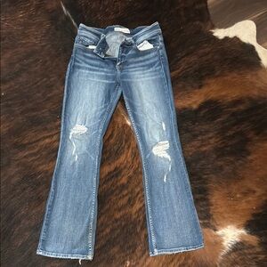 BKE Women's Distressed Blue Boot Cut Jeans